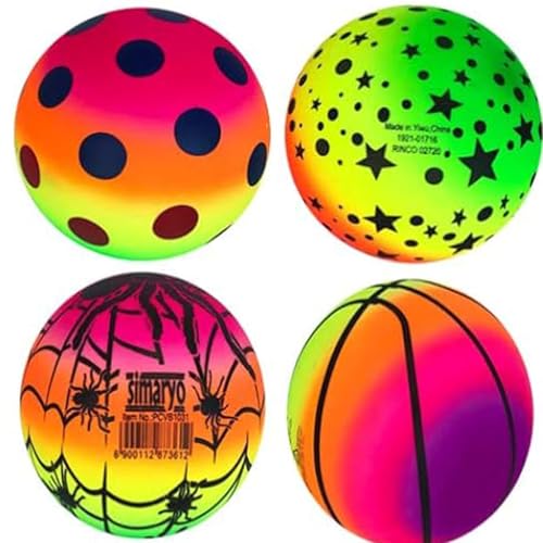 Image of Designer Inflatable Vinyl Ball /PVC /Swimming /Pool /Garden Perfect for Children with Inflating pin | Size : 22cm (9 inches) | Multi Color (3)