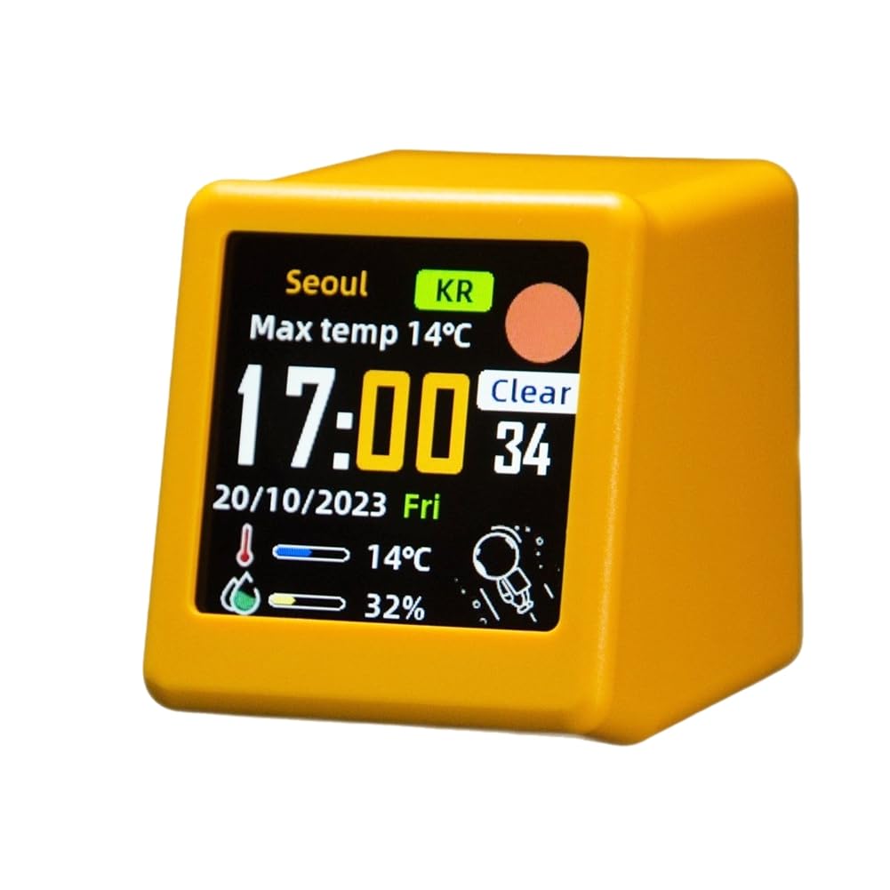 Hndhbfgrt WiFi Desktop Animated Weather Clock Weather Temperature Humidity Time Clock GIF Animation Full-Screen Display Clock