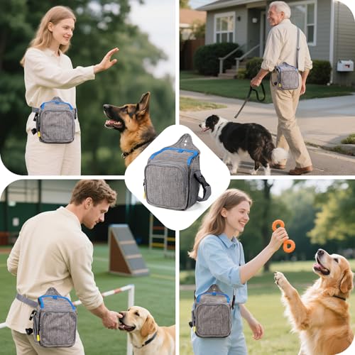 Leckerlitasche für Hunde, Futterbeutel für Hundetraining mit Reißverschluss, Verstellbarer Gürtel/Schultergurt, geeignet für Hundefutter/Handy/Schlüssel/Hundekotbeutel/Hundespielzeug