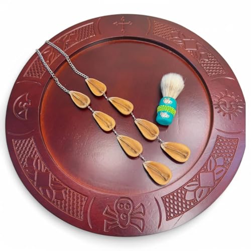 Combo Tablero de Ifa con Brocha y Opele, Babalawo, Santeria, Orula Set, Ifa Board, Brush and Ekuele, Wooden