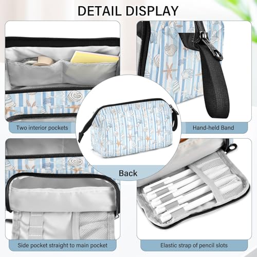 Image of senya Big Capacity Pencil Case Pen Case Canvas Bag Make-up Pen Pouch for Office College School Kids Teens Student Starfish Shell Pattern