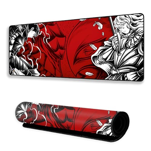 Image of Anime Mouse Pad 12x32 Inch 3mm Extended Gaming Desk Mat with Anti-Slip Rubber Base Mousepad for Smooth Surface Desk pad for PC & Laptop Use Waterproof & Stiched (Multicolour) Deskpad