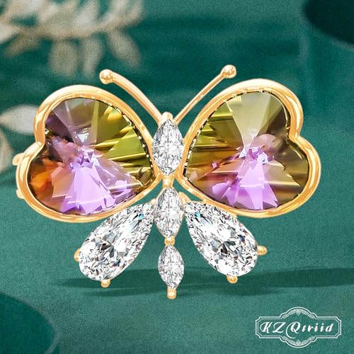 Image of Brooches For Women,14k Gold Plated Copper,Crystal Brooch,Love Brooch,Heart Brooches,Brooches Pin for Birthday, Christmas,Valentines, Wedding Parties, Anniversaries,Mother's Day
