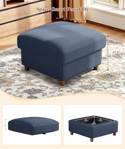Image of Kidirect 70in L Shaped Couch, Modular Sofa No Tool Assembly, Comfy Sectional Couches for Living Room 21in Deeper Seats, Corduroy Sofas for Living Room with 2 Pillows, Loveseat Sofa Set, Blue Couch
