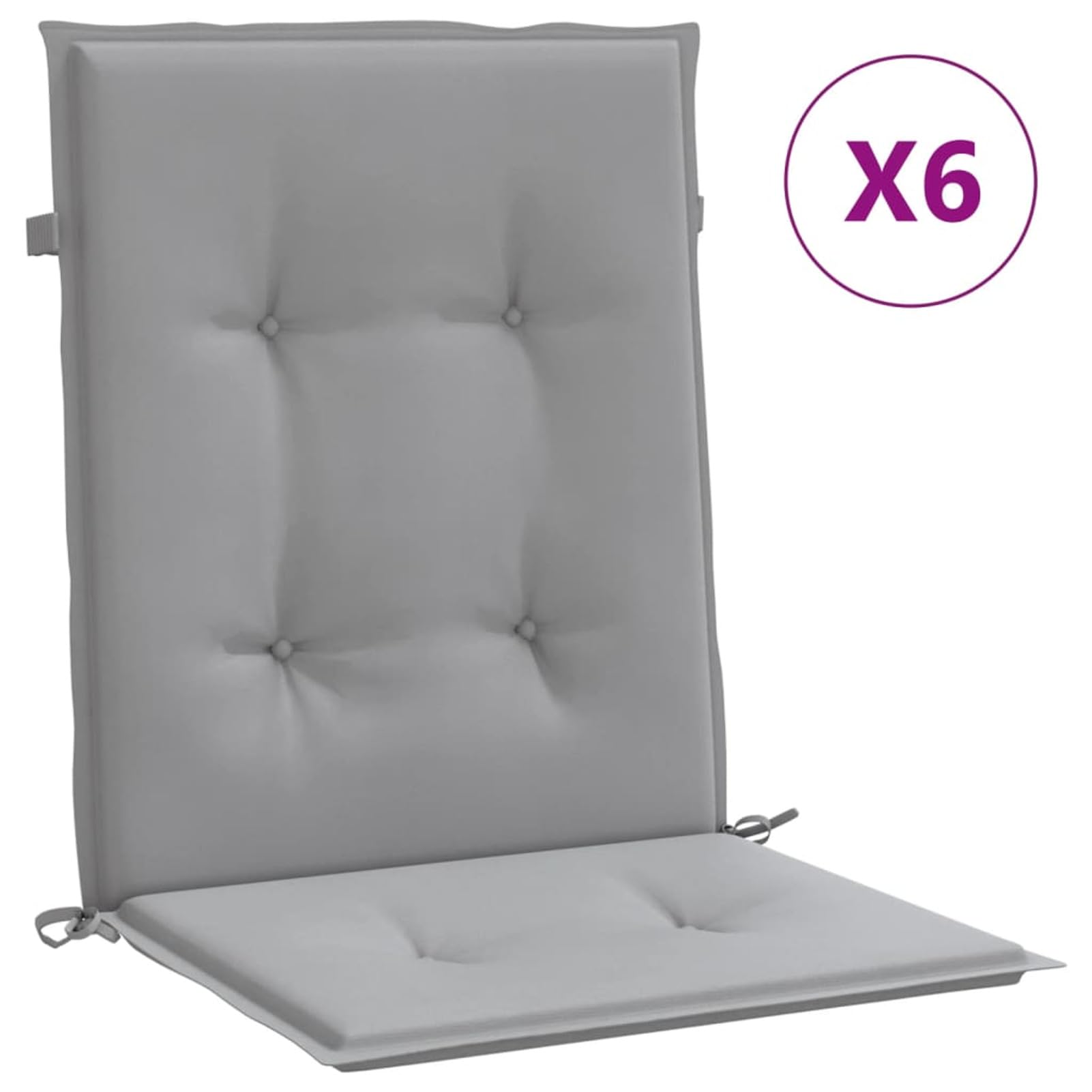 LAPOOH Cojín Silla jardín Respaldo bajo 6 uds Tela Oxford Gris, Cojines para Butacas De Jardin, Cojines Sillas Cocina, Cojines para Sillas De Terraza, Cojin Silla Exterior