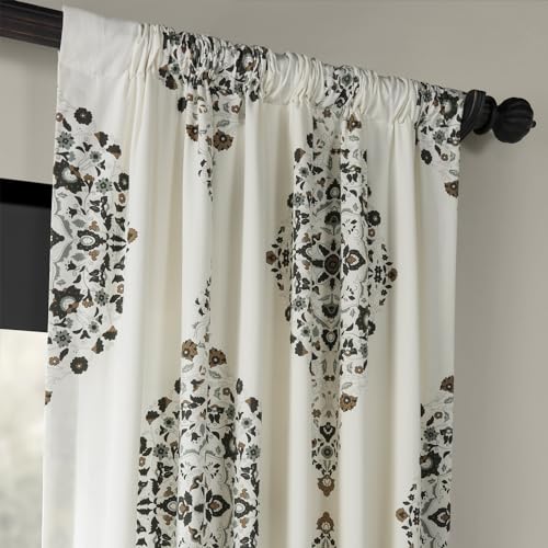 Image of HPD Half Price Drapes Floral Damask Printed Curtains 108 Inches Long Luxury Damask Cotton Curtain (1 Panel) Room Darkening Window Curtains for Bedroom & Living Room, 50W x 108L, Floral Cocoa Damask