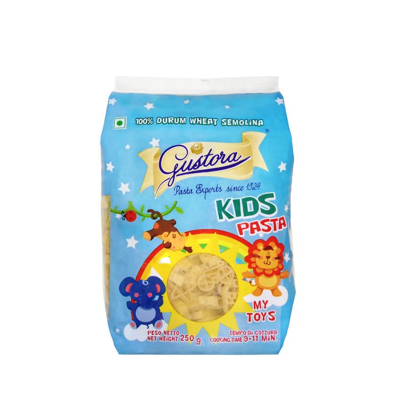 GUSTORA My Toys Assorted Kids Pasta Combo I Made of Durum Wheat Semolina I Rich in Protein & Fibre I Zero cholesterol I Vegetarian I No Trans-Fat I Cooking Time 10 Min (250G X 2)