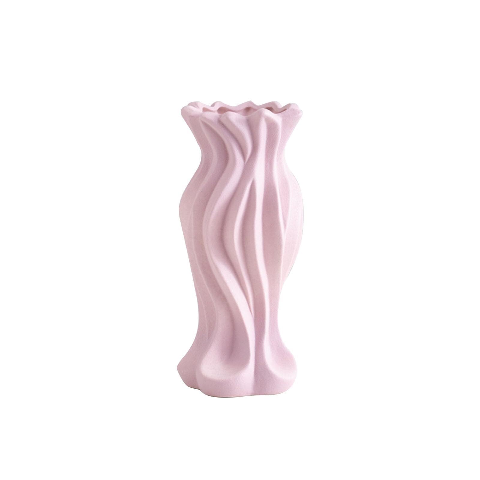 Unique Ceramic Purple Vase Fashion Design Decorative for Home Decoration Aesthetic Room Decor(Pink E,8 * 8 * 18.5CM)