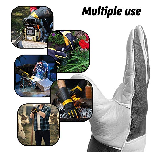 Defences Scratch/Bite Resistant Gloves Gauntlet For Dog Cat Bird Snake Reptile Grooming,15 Inch Leather Work Gloves Kevlar Stitching, Perfect For Bbq, Stove, Welding, Animal Handling Gloves Bite Proof #TOP3