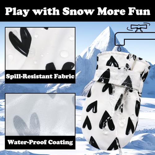 Image of Toddler Mittens Waterproof Toddler Winter Gloves Toddler Snow Gloves for Kids Baby Winter Mittens for Toddler Girls Boys, Pink Seahorse & White Love, 6 - 24 Months