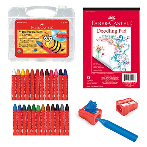 Faber-Castell Back to School Beeswax Crayon Coloring Set - 24 Beeswax Crayons, Crayon