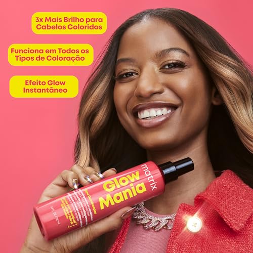 Encontraproduto.com.br - Matrix, Leave-in Condicionante Em Spray, Glow Mania, Para Cabelos Coloridos, Com Ácido Glicólico, Condicionador Sem Enxágue, Revitaliza, Hidrata, Da Brilho, Protege Termicamente, 250ml