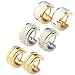 PiercingJ 6-8pcs 18G Stainless Steel Small Hoop Huggie Hinge Stud Earrings Silver Black Blue Gold
