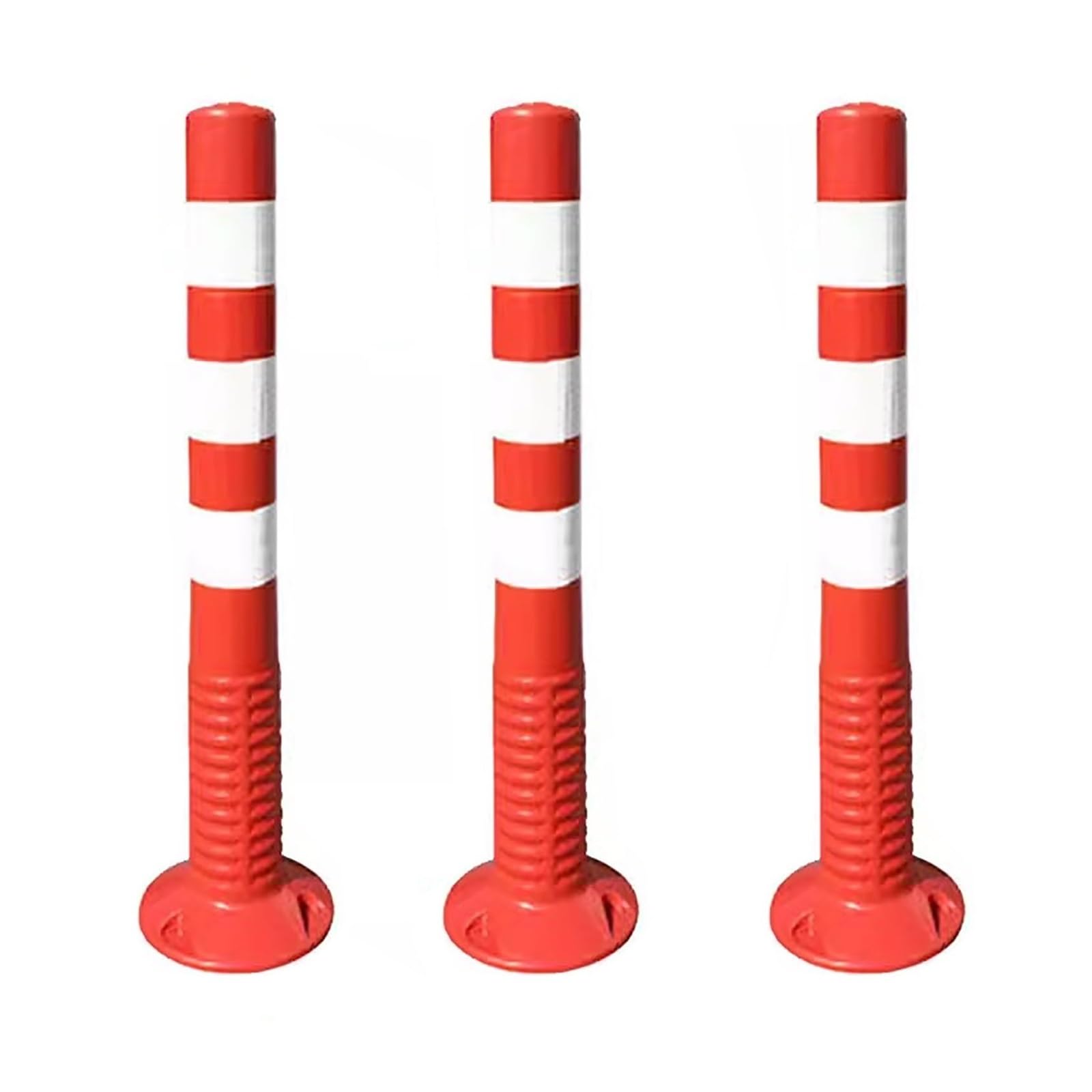 HCZKIUJY Parking Barrier 3 Pack Flexible Delineator Traffic Safety Bollard, Private Driveway Security Post (Red1)
