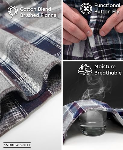 Andrew Scott Men's 4 Pack Cotton Flannel Pajama Sleep Pant | Drawstring Lounge Pants3