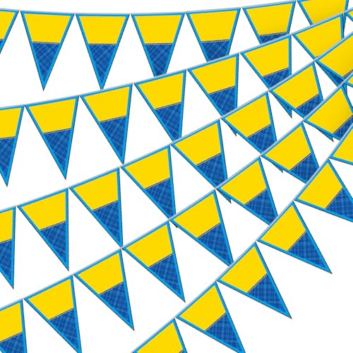 Image of Tiamon 5 Pcs Yellow Cartoon Birthday Party Decoration Triangle 49.2 ft | Yellow Banana Triangle 49.2 ft Flag Pennant Banner Garland Streamer for Birthday Baby Shower Cartoon Themed Party Supply