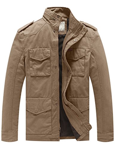 Preisvergleich Produktbild WenVen Herren Stehkragen Windbreaker Freizeit Jacke Kahki X-Large