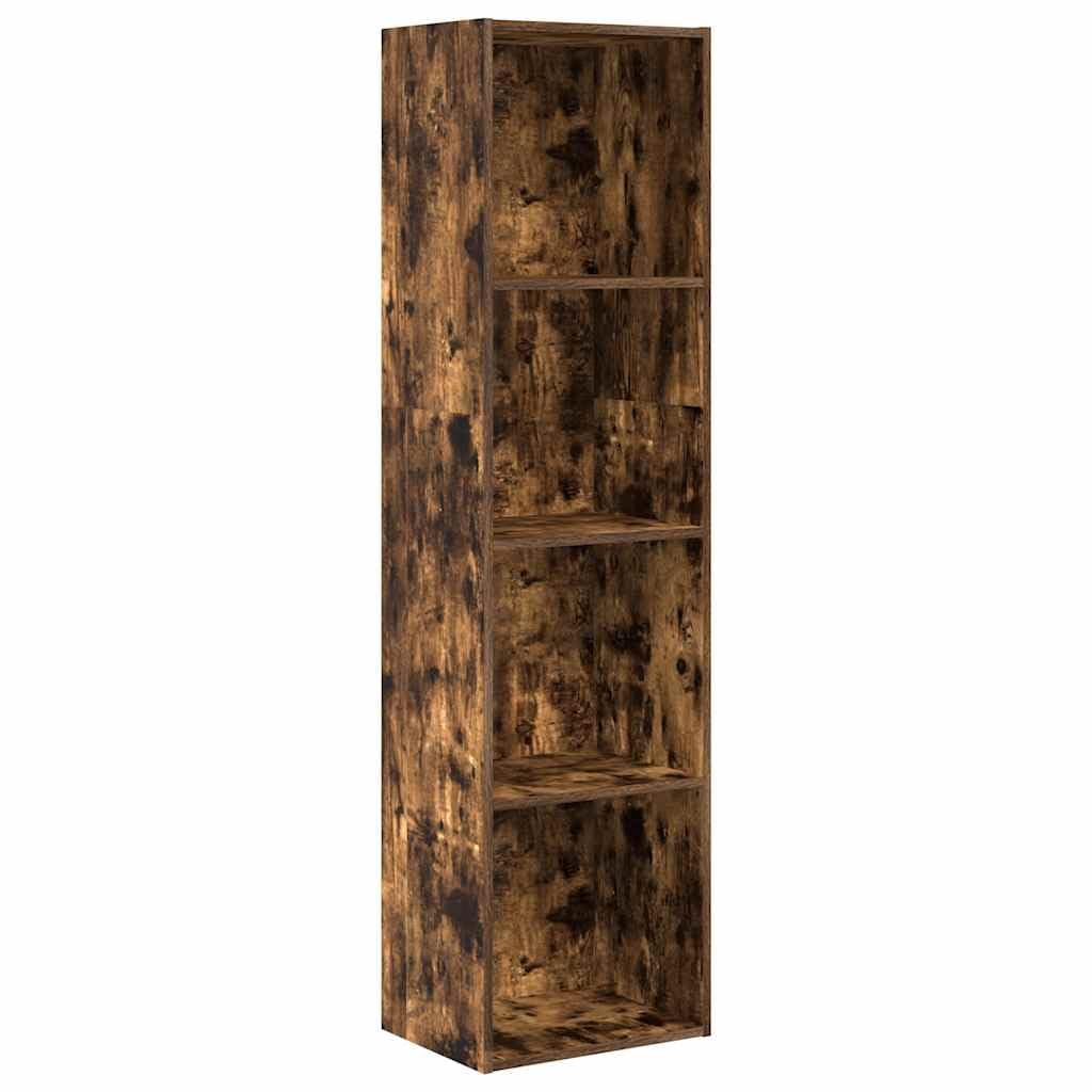 Générique Regał dębowy wędzony 40 x 30 x 152 cm z drewna inżynieryjnego, półka do przechowywania z otwartymi przegródkami na książki, czasopisma i dekoracje, idealny do salonu, sypialni