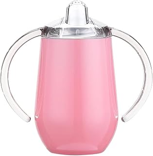 Varsany Vaso para beber de acero inoxidable para niños pequeños, sin BPA, doble pared, capacidad de 12 onzas, vaso para bebés - Botellas para beber para niños (rosa, liso)