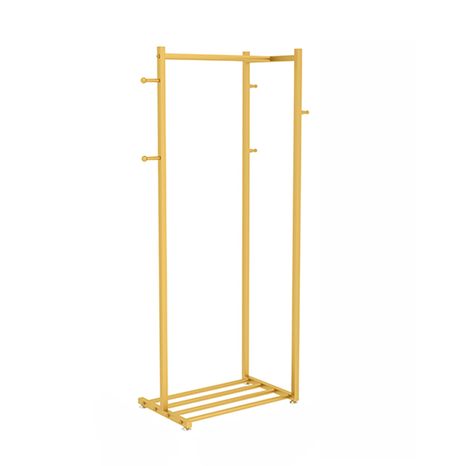 FGXHHS Freestanding Clothing Rack with Shelves & Hooks Metal Coat Hanger for Bedroom, Retail Display Drying Stylish Gold Garment Stand (Size: 80x36x156cm)