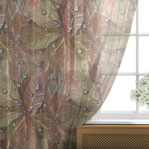 Ambesonne Autumn Leaves Sheer Curtains with Rod Pocket, Fall in