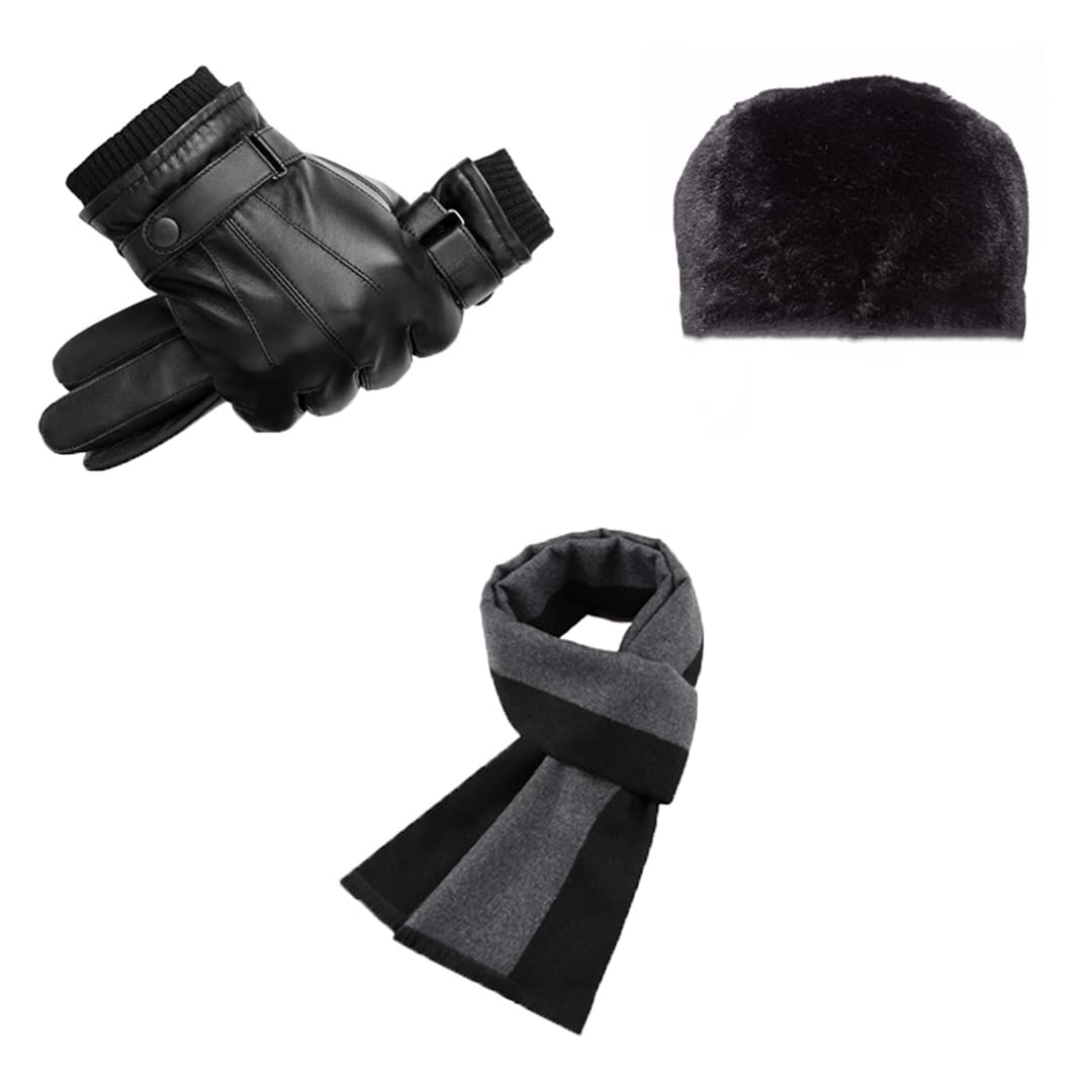 Guanti in pelle da uomo Autunno Inverno Warm Touch Screen Full Finger Mittens Black S019 K0033 M9492 Xl