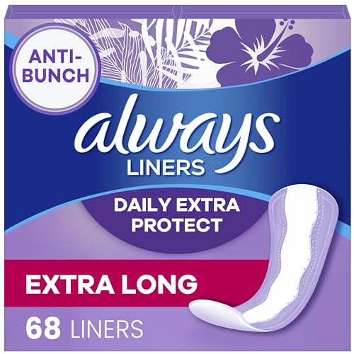 Image of Always Daily Extra Protect Liners, Extra Long Length Length, Unscented Panty Liners, Feel Clean and Comfortable for up to 10 Hours, 68 Count