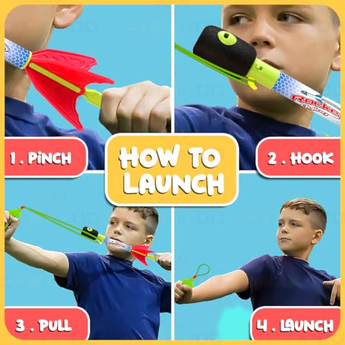 Image of Wembley Foam Rocket Launcher Slingshot Flying Rocket Toy for Kids with Whistling Sound Fly High Action Launcher Non-Toxic No Battery Needed Ideal for Birthday Gift
