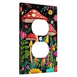 Fanciful - Placas de cubierta para interruptor de luz de hongos, hongos rojos brillantes para decoración lúdica, placas de pared termoplásticas, salida dúplex individual de tamaño estándar