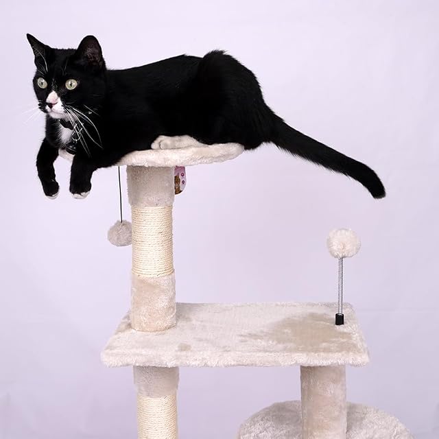 Foto 4 de 8 de Árbol para Gatos Centro de Actividades con Varios Niveles Plataformas Elevadas Poste Rascador de Sisal Caseta…