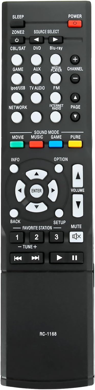 RC-1168 Replace Remote Control Compatible with Denon AV Receiver RC-1181 RC-1196 AVR-E300 AVR-E300P AVR-1612 AVR-1613 AVR-1713 AVR-E400 AVR-S710W AVR-X1100W AVR-S500BT RC-1170 RC-1183 RC-1157 RC-1156