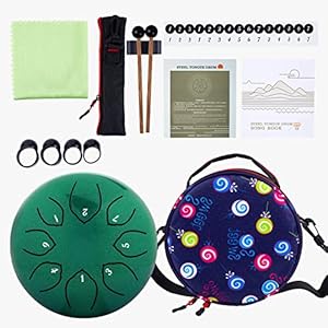 Musfunny-Steel-Tongue-Drum-6-inch-8-Notes-Handpan-Drum-C-Key-Percussion-Instrument-with-Music-Book-Bag-Mallets-Wiping-Cloth-for-Musical-Education-Concert-Yoga-Green