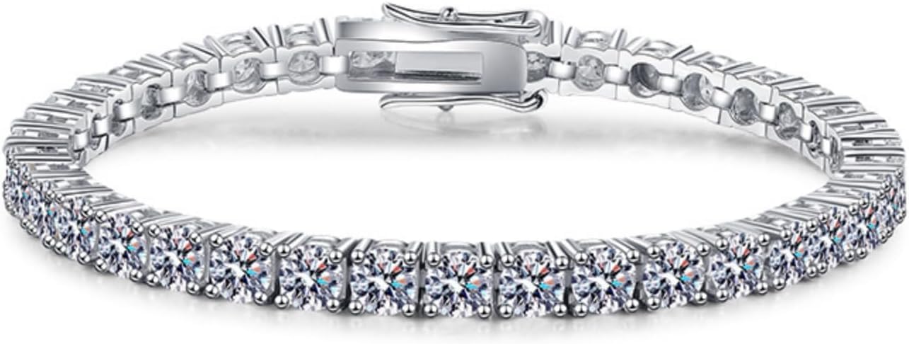 3–4 mm Moissanit-Tennis-Armbänder für Damen, D-Farbe, VVS1, Diamant-Armband, S925-Sterlingsilber, mit Zertifikat, 4 mm, Diamant-Armbänder