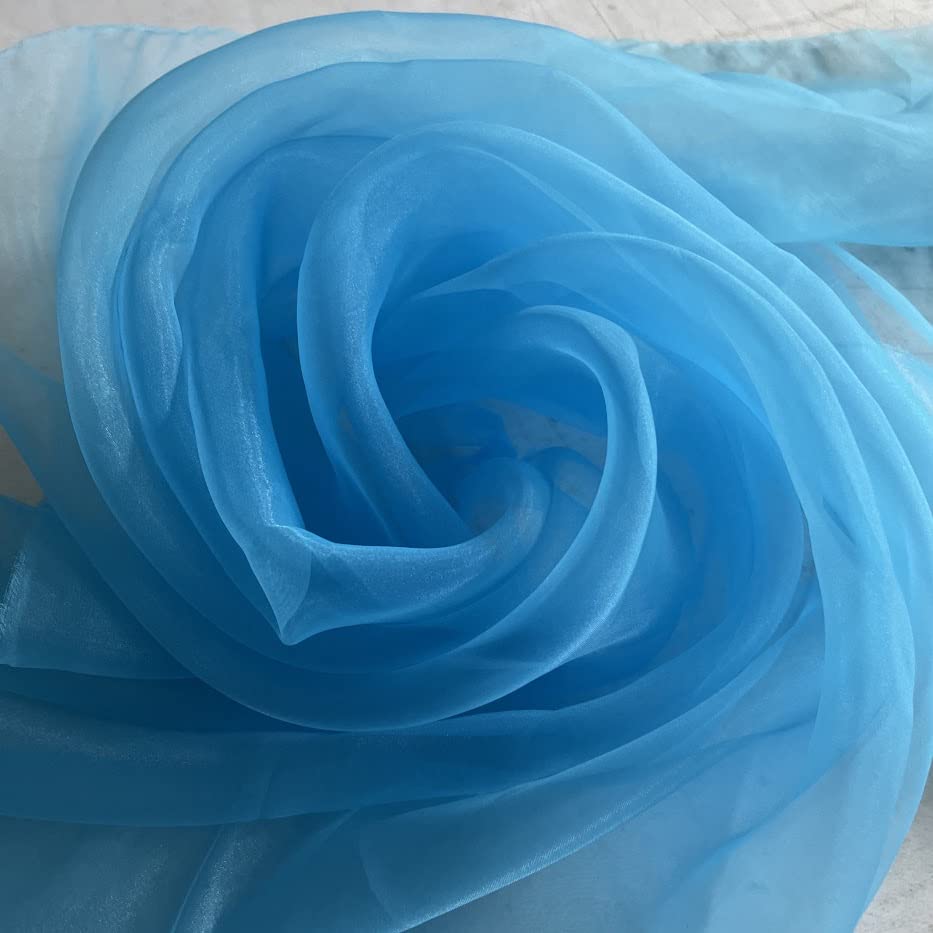Megachest 145CM Wide Soft Organza Dress Fabric Fancy Costumes Decorations 50 Colors(Blue Grotto,50 Meters)