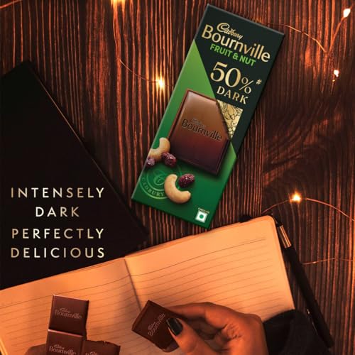 Image of Cadbury Bournville Fruit & Nut 50% Dark Chocolate Bar, 75 g (Pack of 4)
