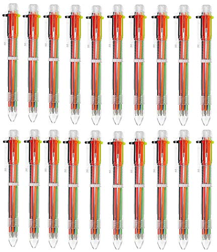 Magnoloran 20 Pack Novelty 8-in-1 Ballpoint Pens, Retractable Multicolor Pens Mini Shuttle Gel Ink Pens, 8 Colors Highlighters Marker Pens Colorful Stationery Creative School Supplies