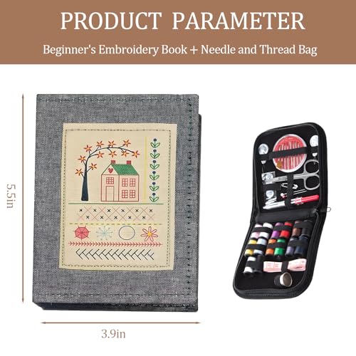 Image of Embroidery Book,Embroidery Stitch Book,Sewing Books for Beginners Adult，Plus a Set of Sewing Tools