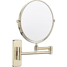 Nicesail Wall Mounted Magnifying Mirror 5x Bathroom Extendable Mirrors Double Sided Shaving Mirror,Gold,  20cm