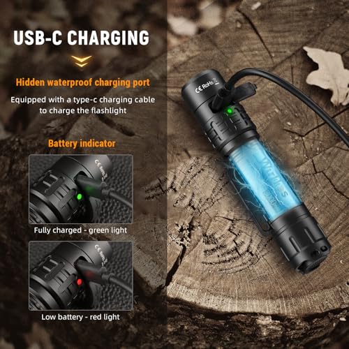Image of Wurkkos TD02 Led Tactical Flashlight, Super Bright Pocket Flashlights Rechargeable, 2000 High Lumens Flashlight EDC Flash Light with Type C Charging Port Tail Switch for Outdoor and Indoor Activities