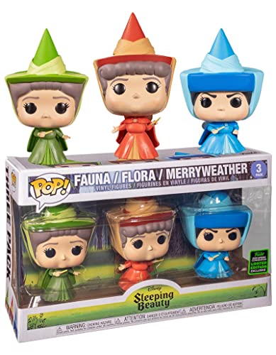 Funko Pop! Disney: Sleeping Beauty - Flora, Fauna, & Merryweather Fairy Godmother Vinyl Figure 3 Pack, Spring Convention Amazon Exclusive