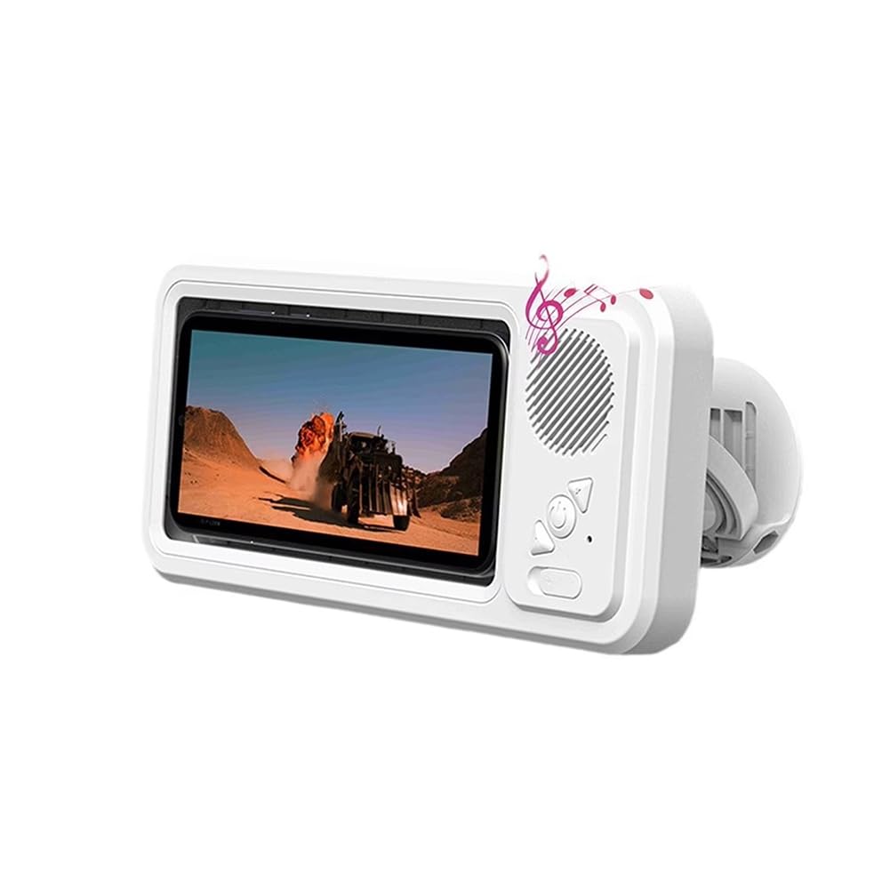 Porte-Téléphone de Douche avec Haut-Parleur Bluetooth, Écran Tactile Étanche IPX4 pour la Salle de Bain - Blanc