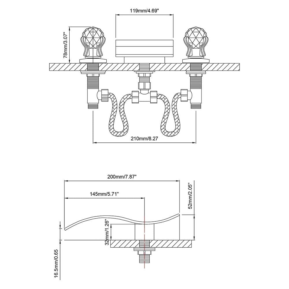Robinet D'évier De Salle De Bain Cascade à 3 Trous - Robinet Mitigeur