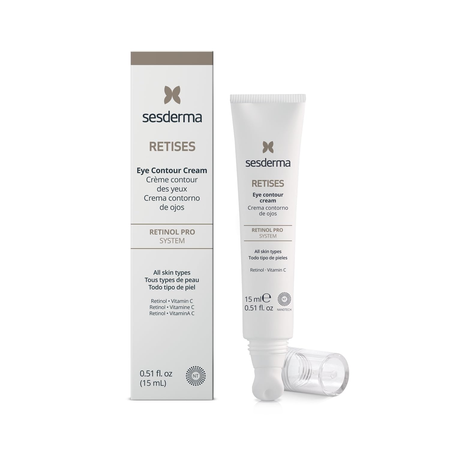 Sesderma RETISES Ceramic Eye Contour | Anti-Aging Eye Cream with Retinol & Vitamin C | Reduces Wrinkles, Puffiness & Dark Circles | Cooling Ceramic Applicator 0.5 fl. Oz