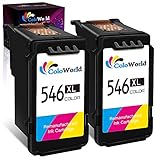 【PRODUCT CONTENT】- ColoWorld Remanufactured Tri-Color 546XL-Tintenpatronen Ersatz für Canon-Drucker. (2 Packungen= 2 Farbe). Bitte vergewissern Sie sich, dass diese zu Ihrer Druckermodellnummer passt.