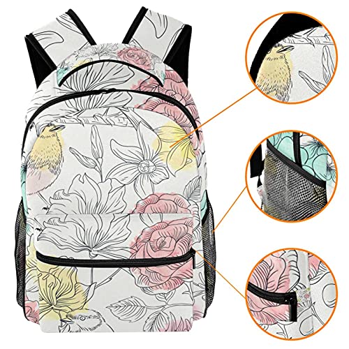 Sac à dos écolier PC 14 pouces imprimé fleurs papillons - 3
