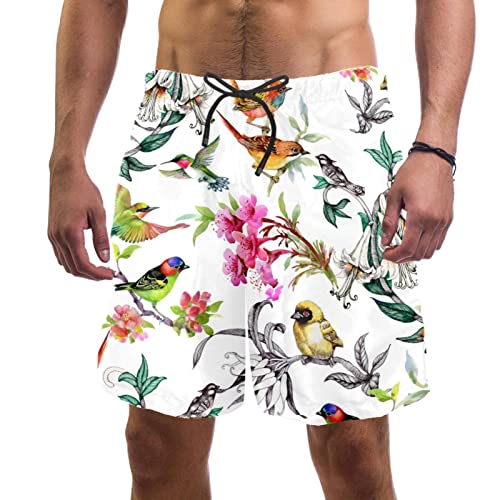 Maillots de bain hommes pour la plage : le short JDEZ oiseaux et fleurs
