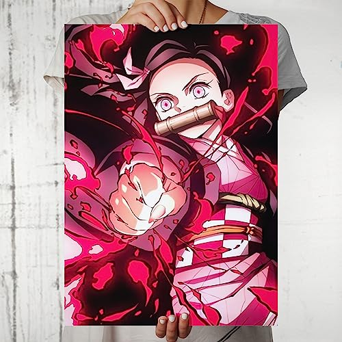 Image of MCSID RAZZ - Demon Slayer - Nezuko Kamado Design A4 Size Poster (With Frame) - Best Gift For Demon Slayer Fans /Best Artifacts To Your Home & Decor /For Anime Fandom