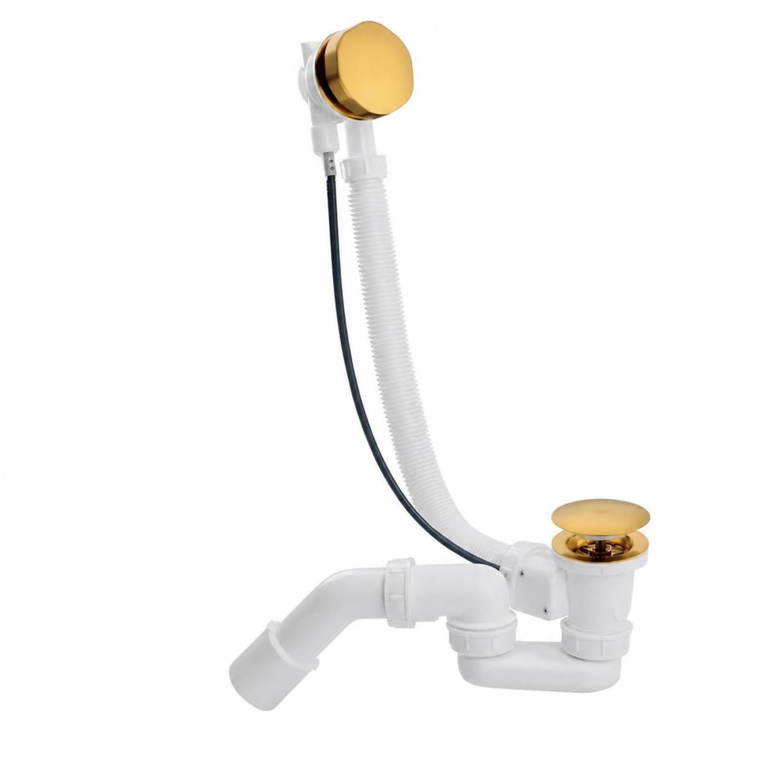 Badewannenablauf mit Überlauf verchromt Ablaufgarnitur mit Überlauf flexibel Wannenablauf Flexschlauch für Installateure, Badezimmer, Renovierung, 65 cm