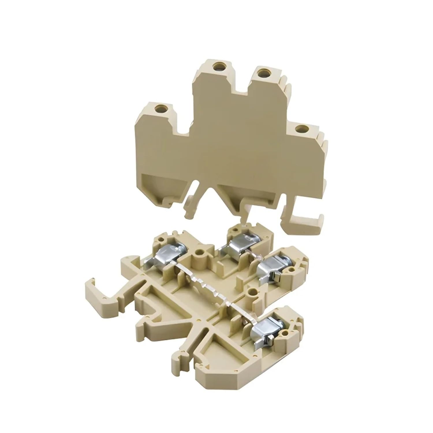 10Pcs DK-4Q35 Din Rail Terminal Block Double Tier Feed-Through 24A 500V AWG24-12 Multi Conductor