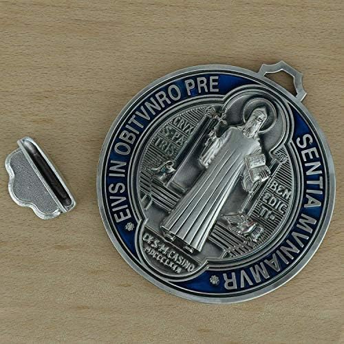 Eurofusioni Silver Plated Medallion Saint Benedict of Nursia - Diameter inch 4,9